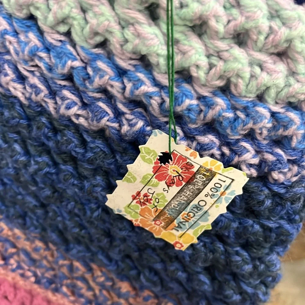 New, Handmade by Me, Colorful Crocheted Baby Blanket, Heavy, 3D Wave Stich